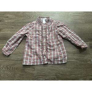 Janie & Jack English Rider 18–24M Cream Red Brown Button-Up Top EUC